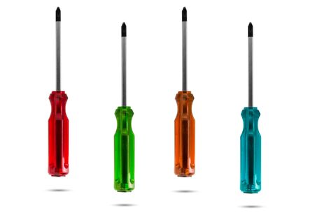 colour screwdriver on white backgroundの写真素材