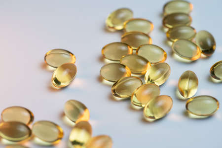 healthy golden Omega 3 fatty acids capsulesの写真素材