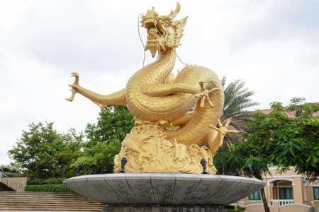 Golden dragon statue,Phuket,Thailandの写真素材