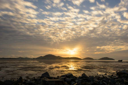 Sunrise view at Sapanhin beach, Phuket province asia Thailandの写真素材