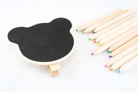 The frame as a bear with color pencil on white backgroundの写真素材