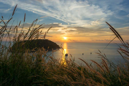 Sunset at Windmill View Point Phuket, Phuket, South of thailandの写真素材