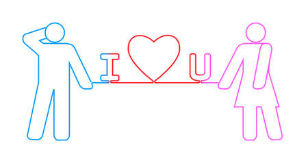 I love you string connecting man and womanのイラスト素材