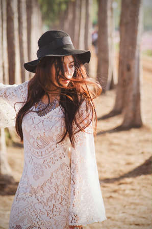 White in the woodの写真素材