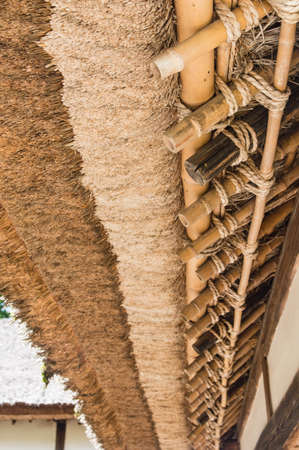 Detail of Japanese traditional thatched roof houseの写真素材