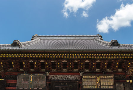 Japanese roof style with blue skyのeditorial素材