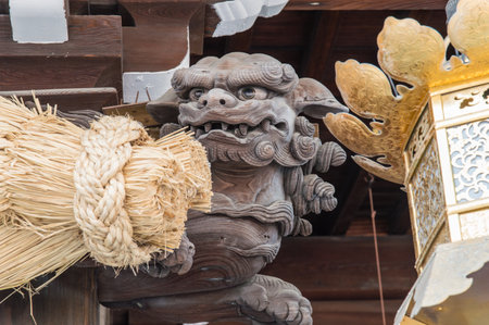 Detail of Three Religious items of japanes Shinto Temple, Fukuoka, Japanのeditorial素材