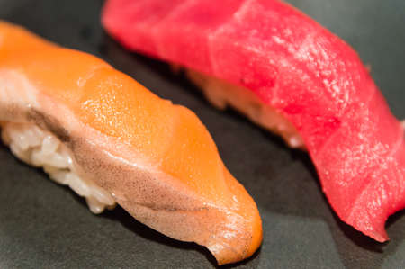 Sushi Set: Salmon and Tuna Sushiの写真素材