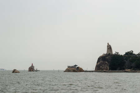 The statue of Zheng Chenggong (Koxinga), a general of the Ming Dynasty (1368-1644), at Gulangyu Island, Xiamenの写真素材