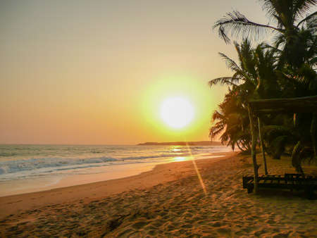 Sunset on a Beach in Ghana, Africaの写真素材
