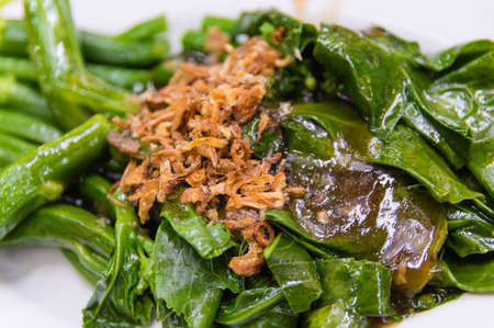 broiled spinach and sauceの写真素材