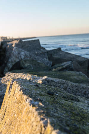 Close Up of Waterbreak near Ijmuiden in the Netherlands.の写真素材