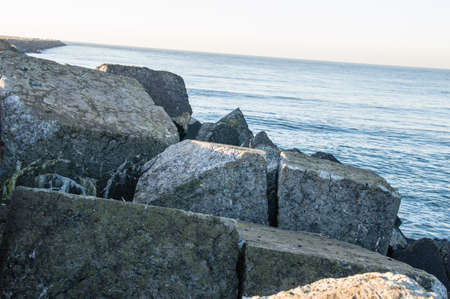 Close Up of Waterbreak near Ijmuiden in the Netherlands.の写真素材