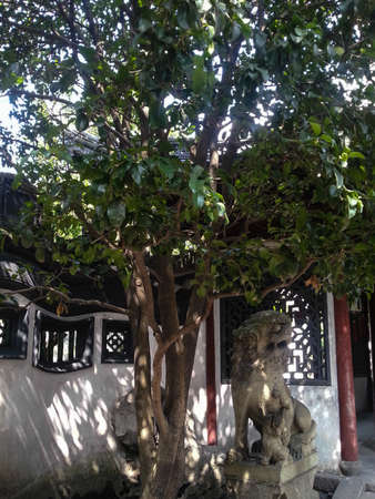 architectural detail in the historic Yuyuan Garden in Shanghai (China).The garden was created in the year 1559 by Pan Yundanの写真素材