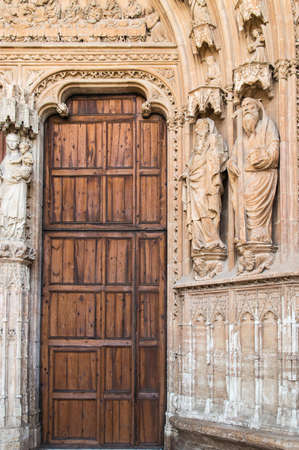 Close-up detail of the doorway of Palma Cathedral, Mallorca.の写真素材