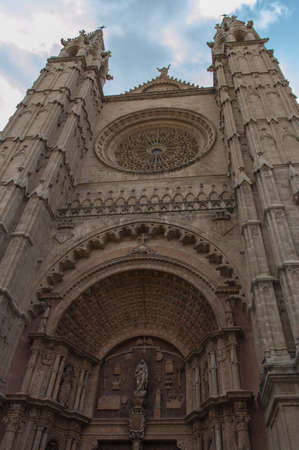 Close-up detail of the doorway of Palma Cathedral, Mallorca.の写真素材