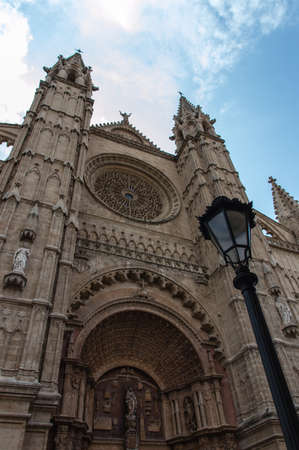 Close-up detail of the doorway of Palma Cathedral, Mallorca.の写真素材