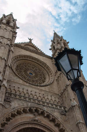 Close-up detail of the doorway of Palma Cathedral, Mallorca.の写真素材