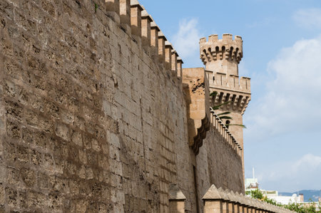 Outer walls of the Royal Palace in Palma de mallorca, Spainのeditorial素材