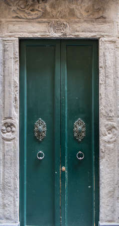 Green doorの写真素材