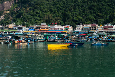 Sok Kwu Wan village on Lamma Island HongKongのeditorial素材