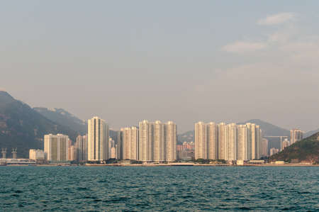Skyline of Aberdeen housing appartments, Hong Kongの写真素材