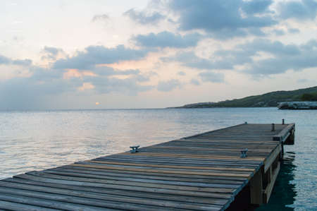 jetty at sunsetの写真素材