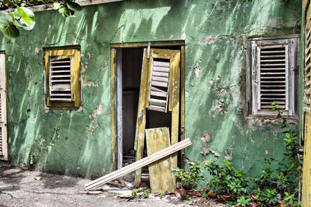 Decay of a beautiful colonial style house in Willemstad, Curacao.の写真素材