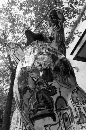 BERLIN, GERMANY â NOVEMBER 27 : Statue of one of the numerous Bears on Berlin streets on November 27, 2009. First Bear statue appeared in 2001 and since that Berlin Bears became the symbol of city.のeditorial素材