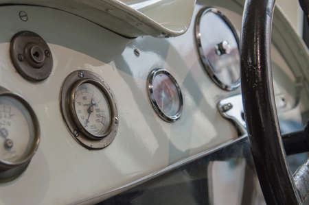 Vintage Car Dashboard, Berlin Germanyの写真素材