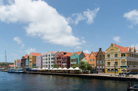 The coloured houses of Willemstad, CuraÃ§ao in the Netherlands Antilles.のeditorial素材