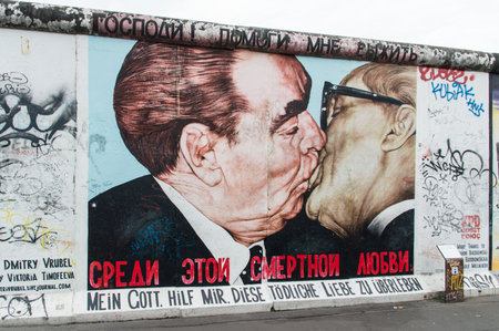 Berlin, Germany, August 30 , 2014: Part of Berlin wall on MÃ¼hlenstraÃŸe , The East Side...