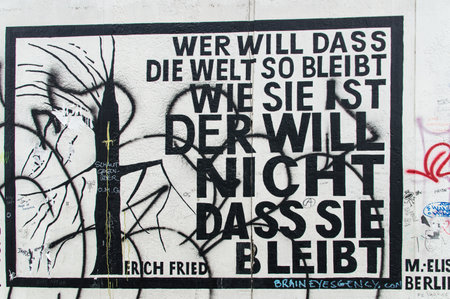 Berlin, Germany, August 30 , 2014: Part of Berlin wall on MÃ¼hlenstraÃŸe , The East Side...