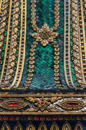 Tile Art of Thai Pagoda at Grand Palaceの写真素材