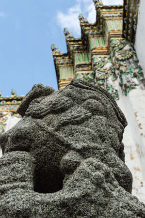 Lion Statue in old Thai temple