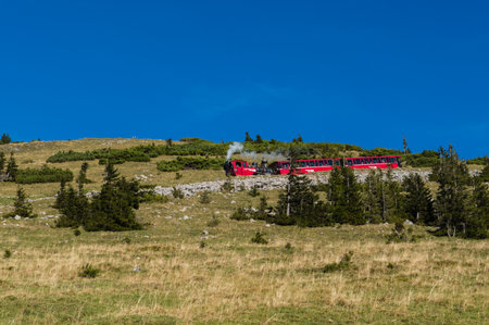 ST. WOLFGANG, AUSTRIA - OCTOBER 19 , 2014: Diesel train railway going to Schafberg Peak (1783m) in St. Wolfgang.のeditorial素材