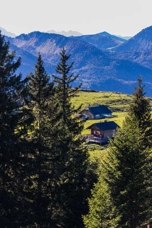 Beautiful timber houses in austriaの写真素材