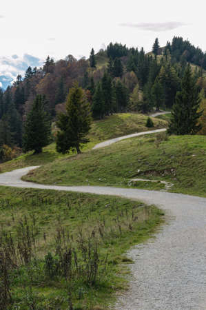 Hiking path on mountain Zwolferhorn, Austria.の写真素材