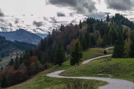 Hiking path on mountain Zwolferhorn, Austria.の写真素材