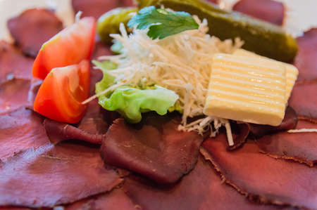 Close up of Venison Carpaccioの写真素材