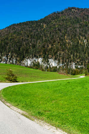 Single Lane Road in Austriaの写真素材