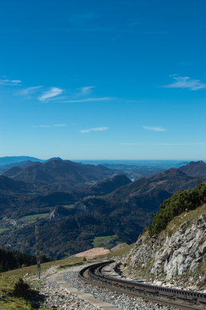 ST. WOLFGANG, AUSTRIA - OCTOBER 19 , 2014: Diesel train railway going to Schafberg Peak (1783m) in St. Wolfgang.のeditorial素材