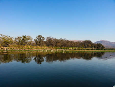 View of Loskop Nature Reserve from the Olifants River,South Africaの写真素材
