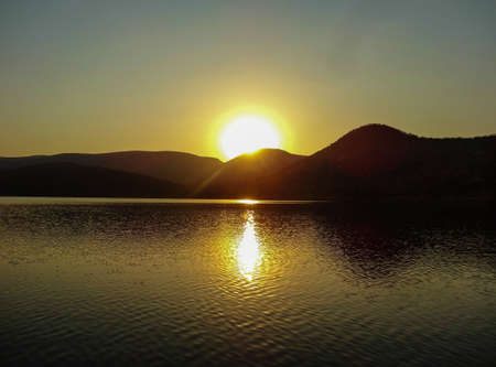 Sunset over Loskop national park, South Africaの写真素材