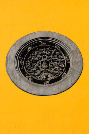 round window of Lingyin Temple, Hangzhou, Zhejiang, Chinaの写真素材