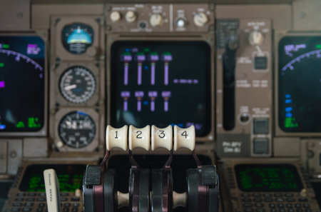 Throttle controls of Engines Boeing 747のeditorial素材