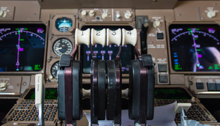 Throttle controls of Engines Boeing 747のeditorial素材