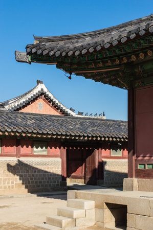 Roof detail in the King's palace, Seoulのeditorial素材