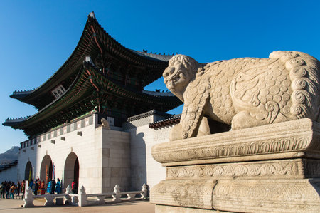 Entrance Gate of Gyeongbok Palace, Seoul Koreaのeditorial素材