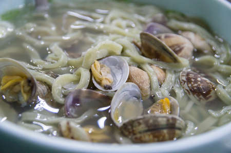 Japanese cuisine, Seashells on soup udonの写真素材